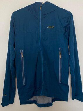 Rab Kinetic Plus Waterproof Softshell Jacket Blue Medium With Packing Sack